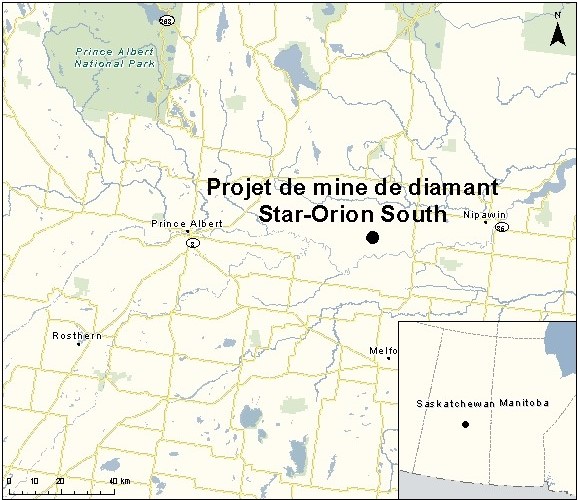 Carte indiquant l'emplacement du projet, tel que décrit dans le présent document.
