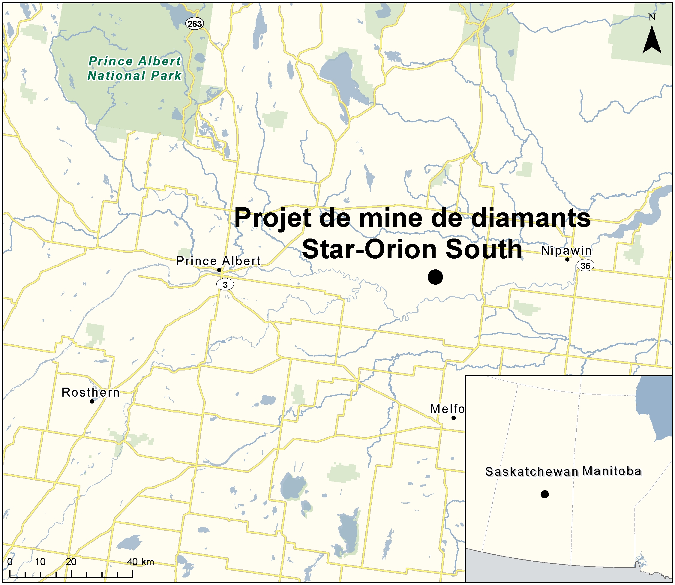 Carte indiquant l'emplacement du projet, tel que décrit dans le présent document.