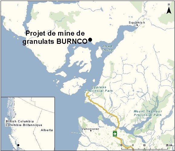 Carte indiquant l'emplacement du projet, tel que décrit dans le présent document.