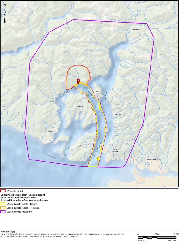 Figure 9: Carte des zones d'étude pour l'utilisation actuelle des terres et des ressources par les Autochtones