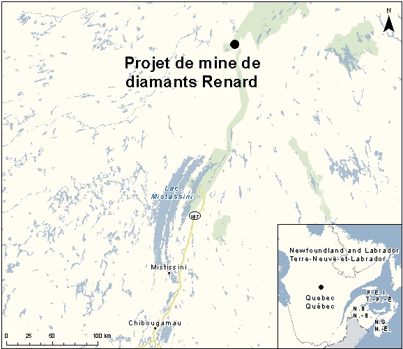 Carte indiquant l'emplacement du projet, tel que décrit dans le présent document.