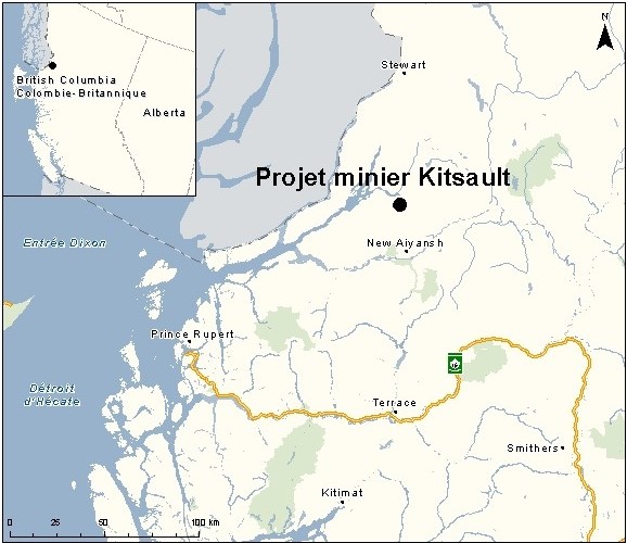 Carte indiquant l'emplacement du projet, tel que décrit dans le présent document.