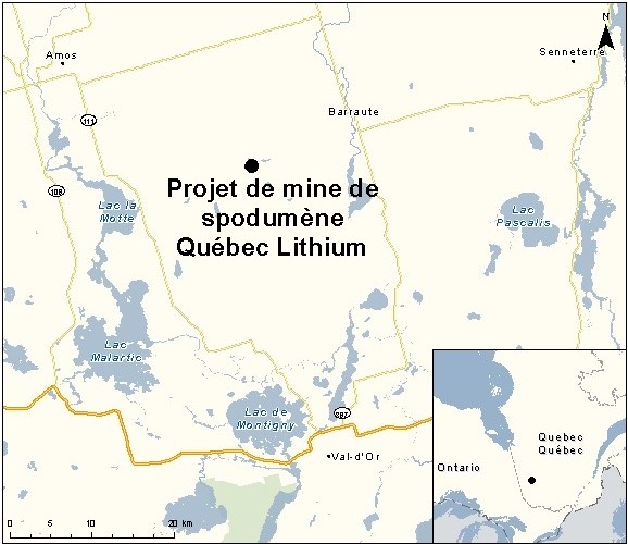 Carte indiquant l'emplacement du projet, tel que décrit dans le présent document.