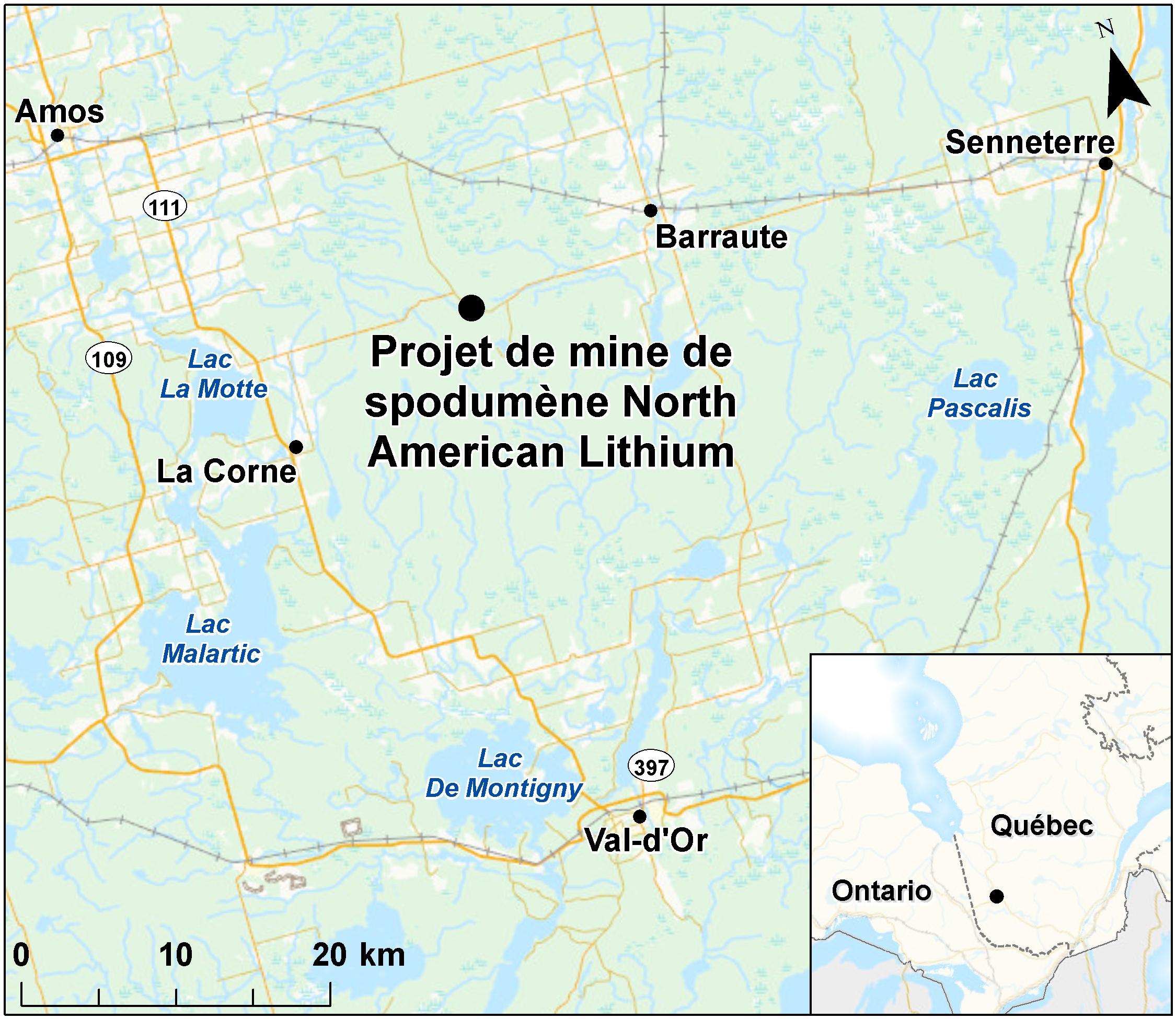 Carte indiquant l'emplacement du projet, tel que décrit dans le présent document.