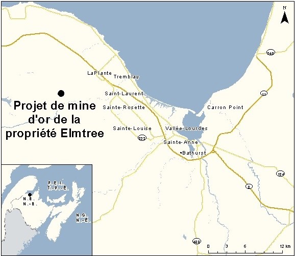Carte indiquant l'emplacement du projet, tel que décrit dans le présent document.