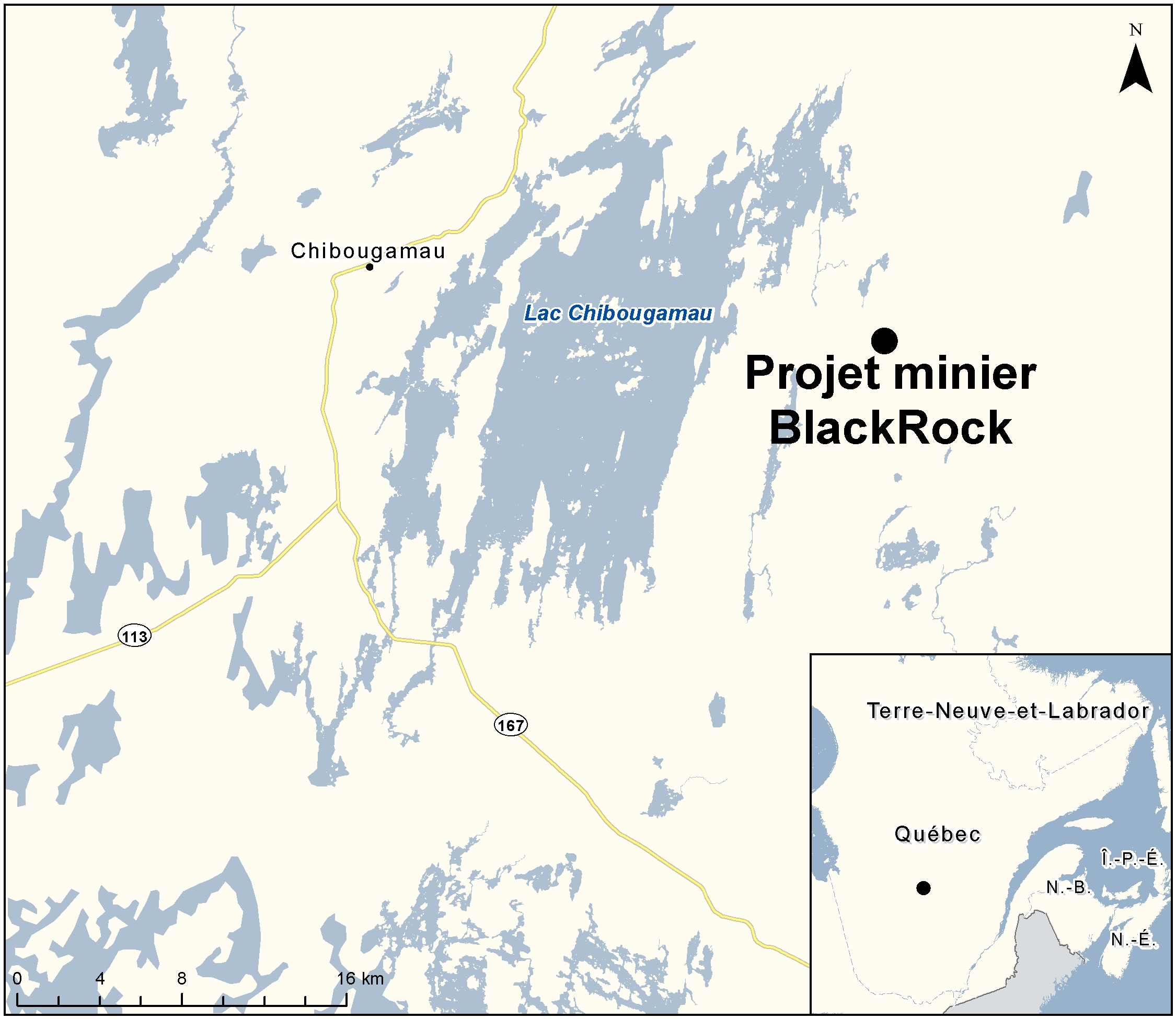 Carte indiquant l'emplacement du projet, tel que décrit dans le présent document.