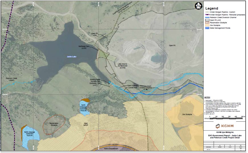 Figure 5: Overview of Project Facilities around Jacko Lake and Peterson Creek