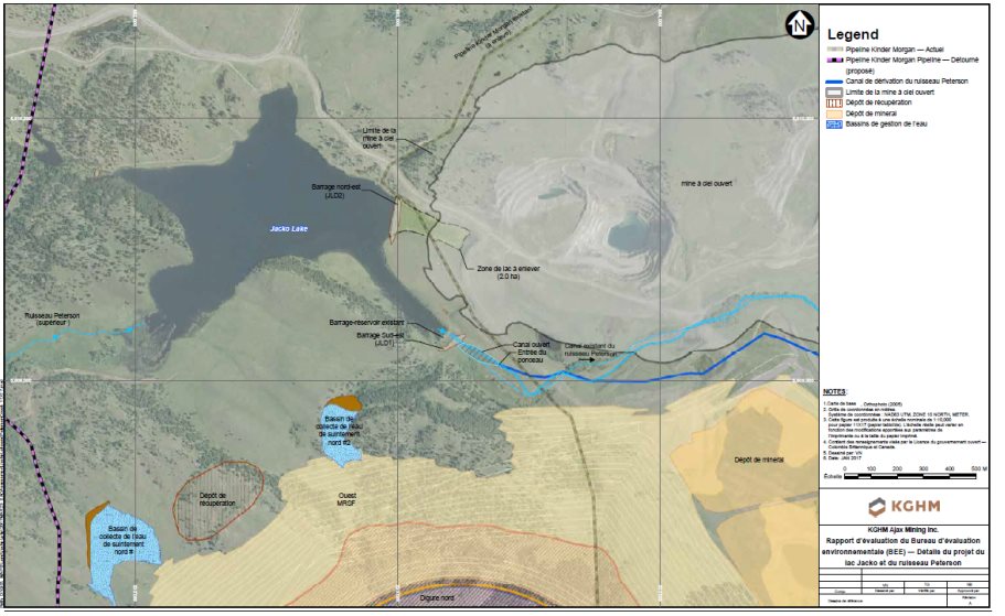 Figure 6 : Aperçu des installations d'Ajax autour du lac Jacko et du ruisseau Peterson