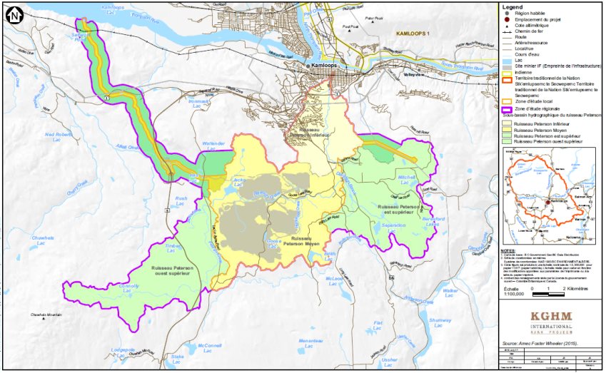 Figure 8 : Zones d'étude locale et régionale pour l'usage courant des terres et des ressources à des fins traditionnelles définies par <abbr title=