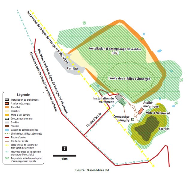 Figure 10.1&nbsp;: Aperçu des principaux changements apportés à la configuration des lieux du projet depuis avril 2011