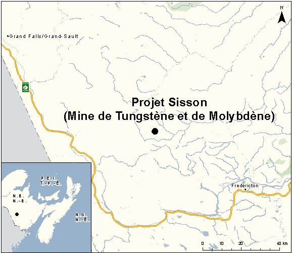 Carte indiquant l'emplacement du projet, tel que décrit dans le présent document.