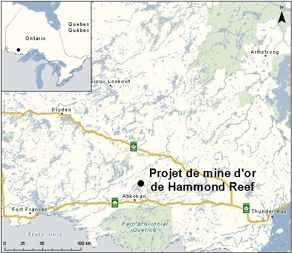 Carte indiquant l'emplacement du projet, tel que décrit dans le présent document.