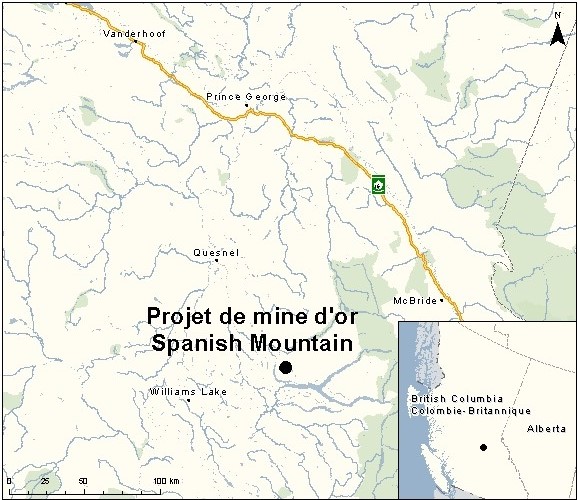 Carte indiquant l'emplacement du projet, tel que décrit dans le présent document.