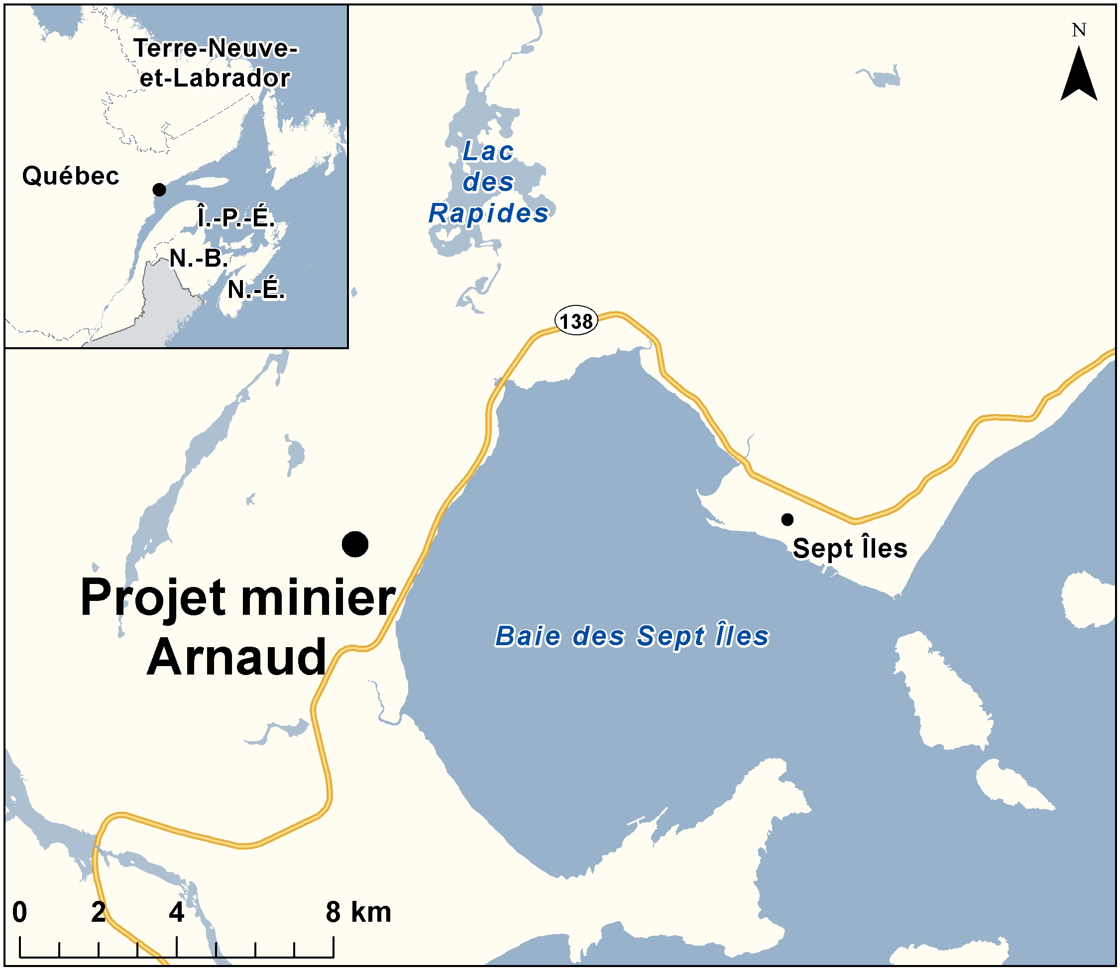 Carte indiquant l'emplacement du projet, tel que décrit dans le présent document.