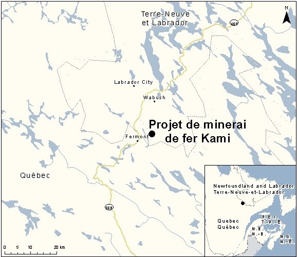 Carte indiquant l'emplacement du projet, tel que décrit dans le présent document.