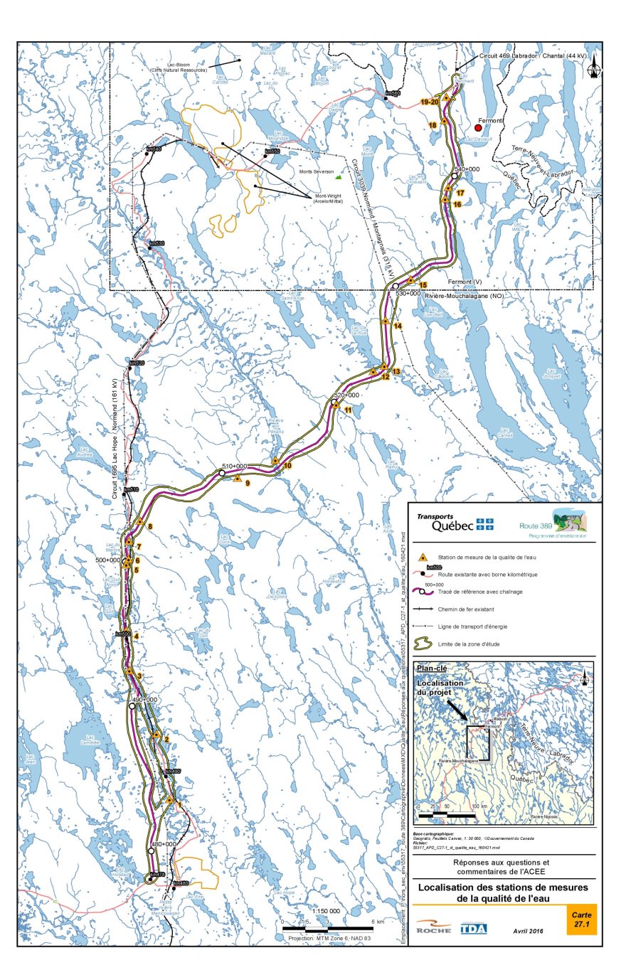 Figure 9: Localisation des stations de mesures de la qualité de l'eau