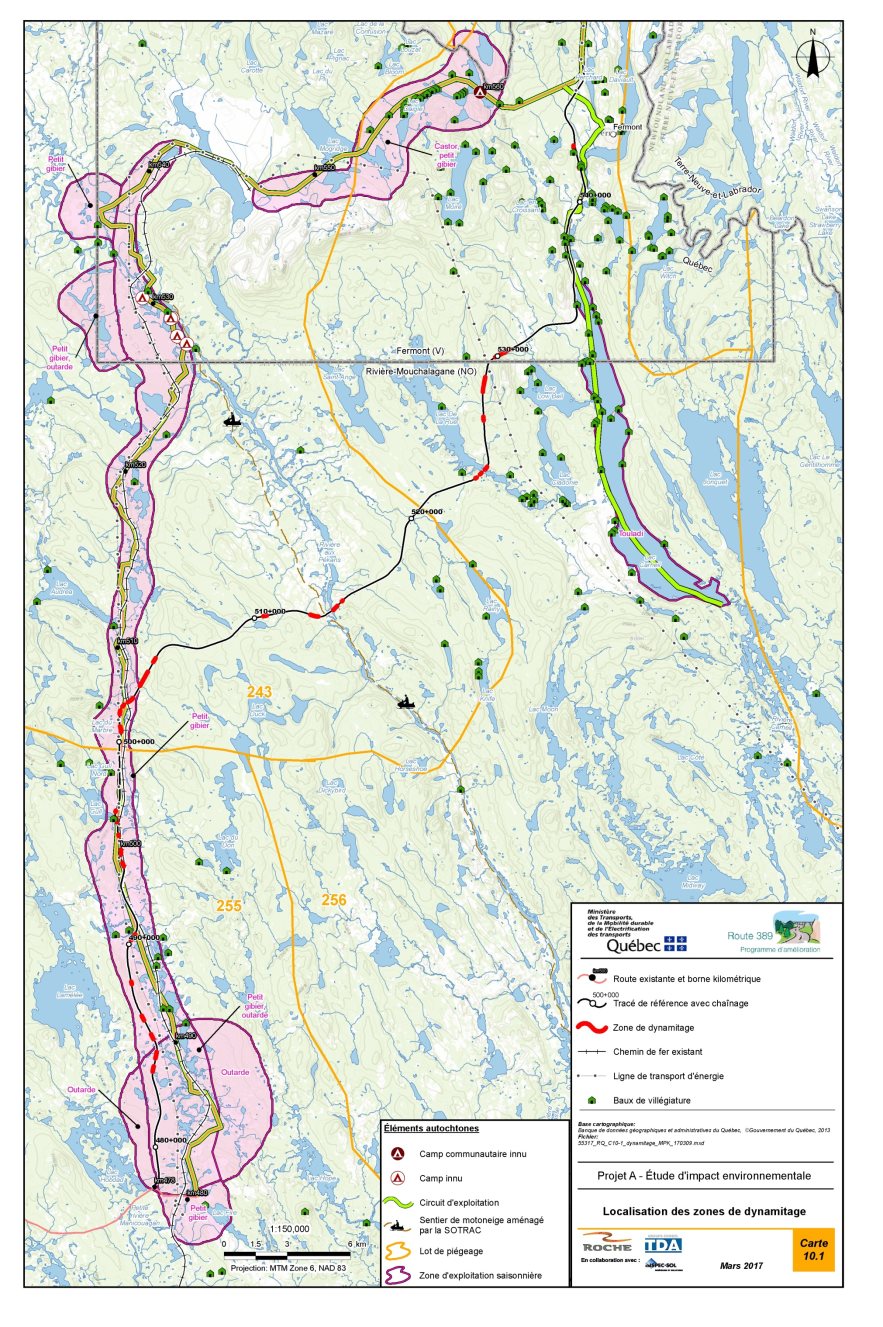 Figure 19: Localisation des zones de dynamitage