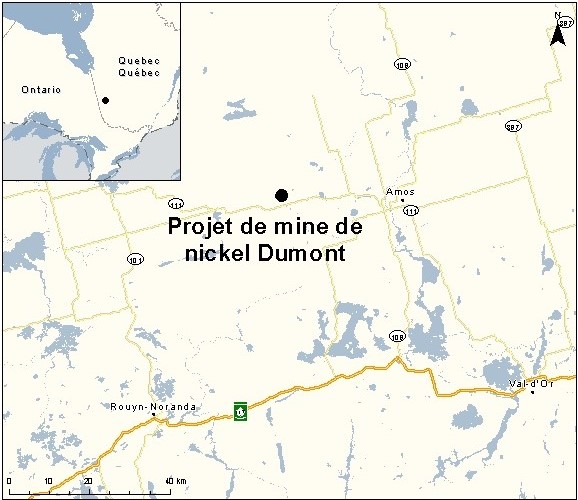 Carte indiquant l'emplacement du projet, tel que décrit dans le présent document.