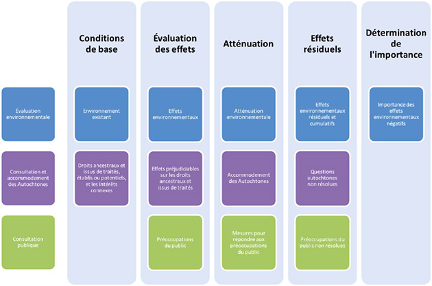 Figure 1 Integration de I'evaluation environnementale et des renseignements recueillis pendant Ia consultation des Autochtones et du public dans retude d'impact environnemental.