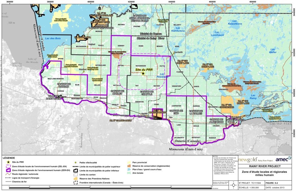 Carte illustrant les zones d'étude locale et régionale de l'environnement humain décrites à la section 1.2.5.