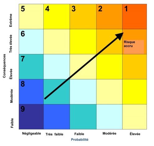 Figure illustrant la matrice de risques environnementaux utilisée pour établir un niveau de classement des risques de défaillance et d'accident comme décrit à la même page de la section 8.1. 