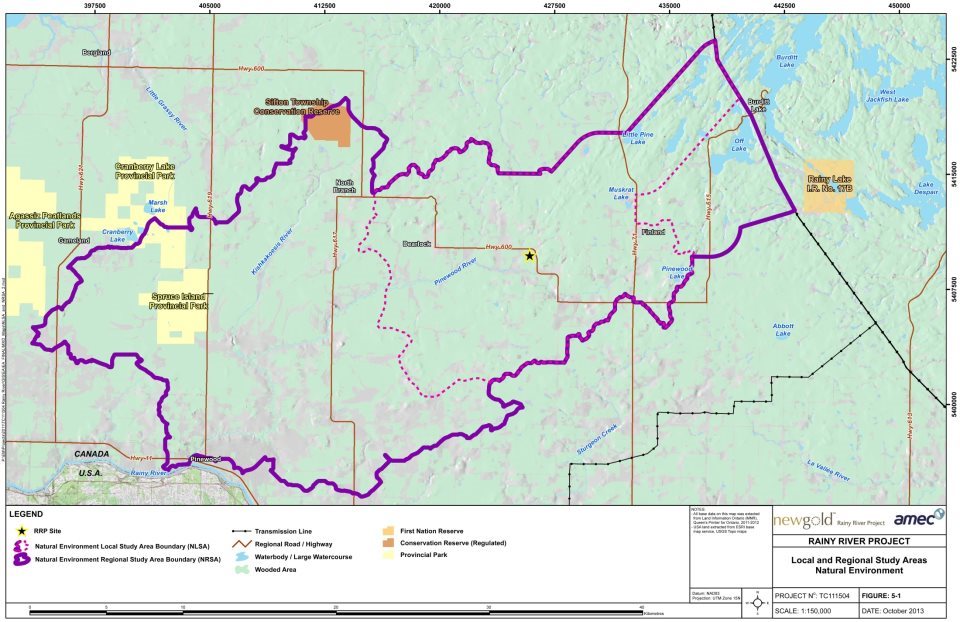 Figure 1-1: Local and Regional Natural Environment Study Areas (Source: Rainy River EIS, AMEC).