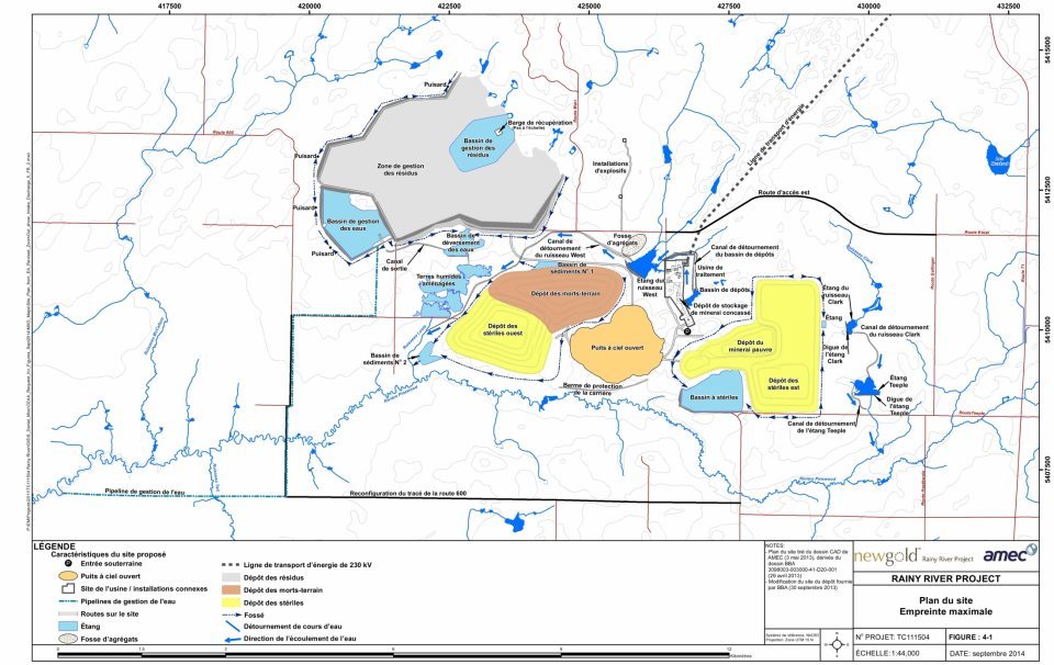 Figure 2-2&nbsp;: Composantes du projet (Source: étude d'impact environnemental du projet Rainy River, AMEC)