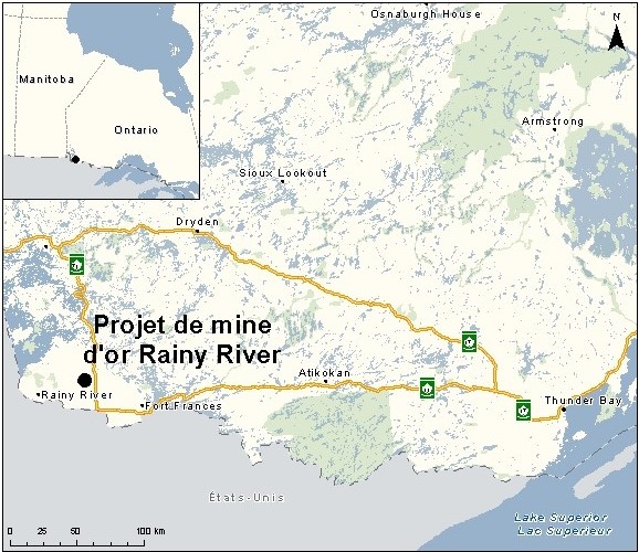 Carte indiquant l'emplacement du projet, tel que décrit dans le présent document.