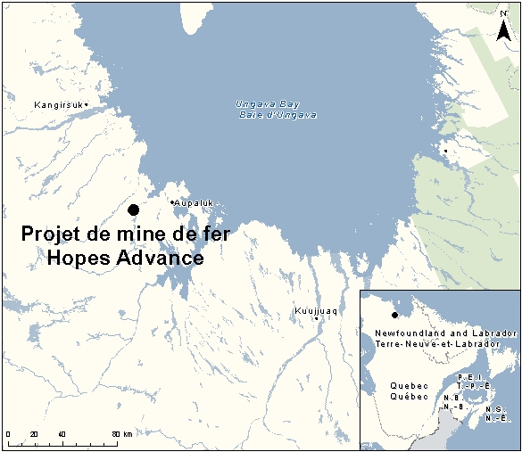 Carte indiquant l'emplacement du projet, tel que décrit dans le présent document.