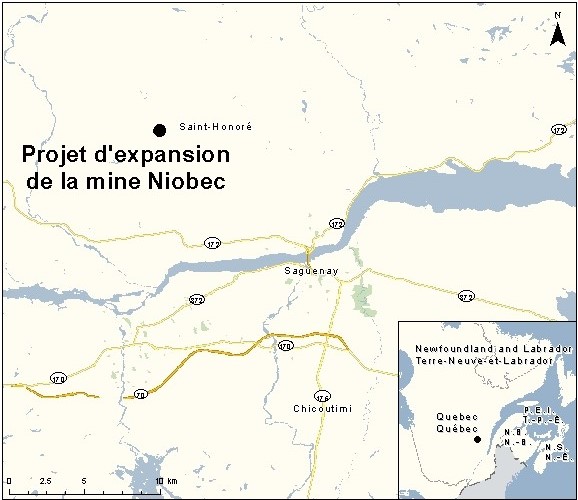 Carte indiquant l'emplacement du projet, tel que décrit dans le présent document.