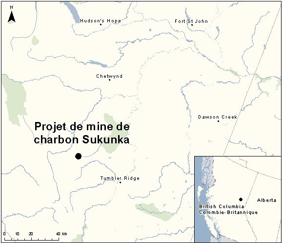 Carte indiquant l'emplacement du projet, tel que décrit dans le présent document.