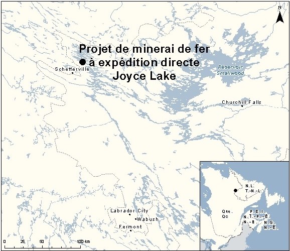 Carte indiquant l'emplacement du projet, tel que décrit dans le présent document.