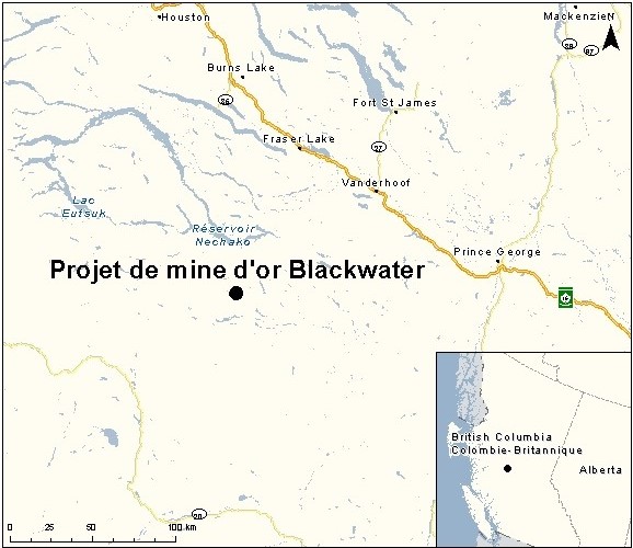 Carte indiquant l'emplacement du projet, tel que décrit dans le présent document.