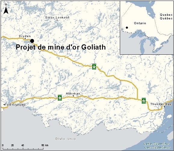 Carte indiquant l'emplacement du projet, tel que décrit dans le présent document.