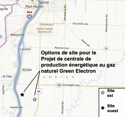 Carte indiquant l'emplacement du projet, tel que décrit dans le présent document.