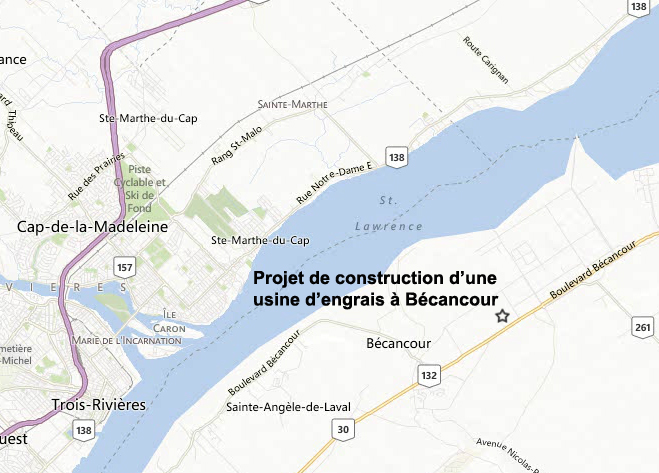 Carte indiquant l'emplacement du projet, tel que décrit dans le présent document.