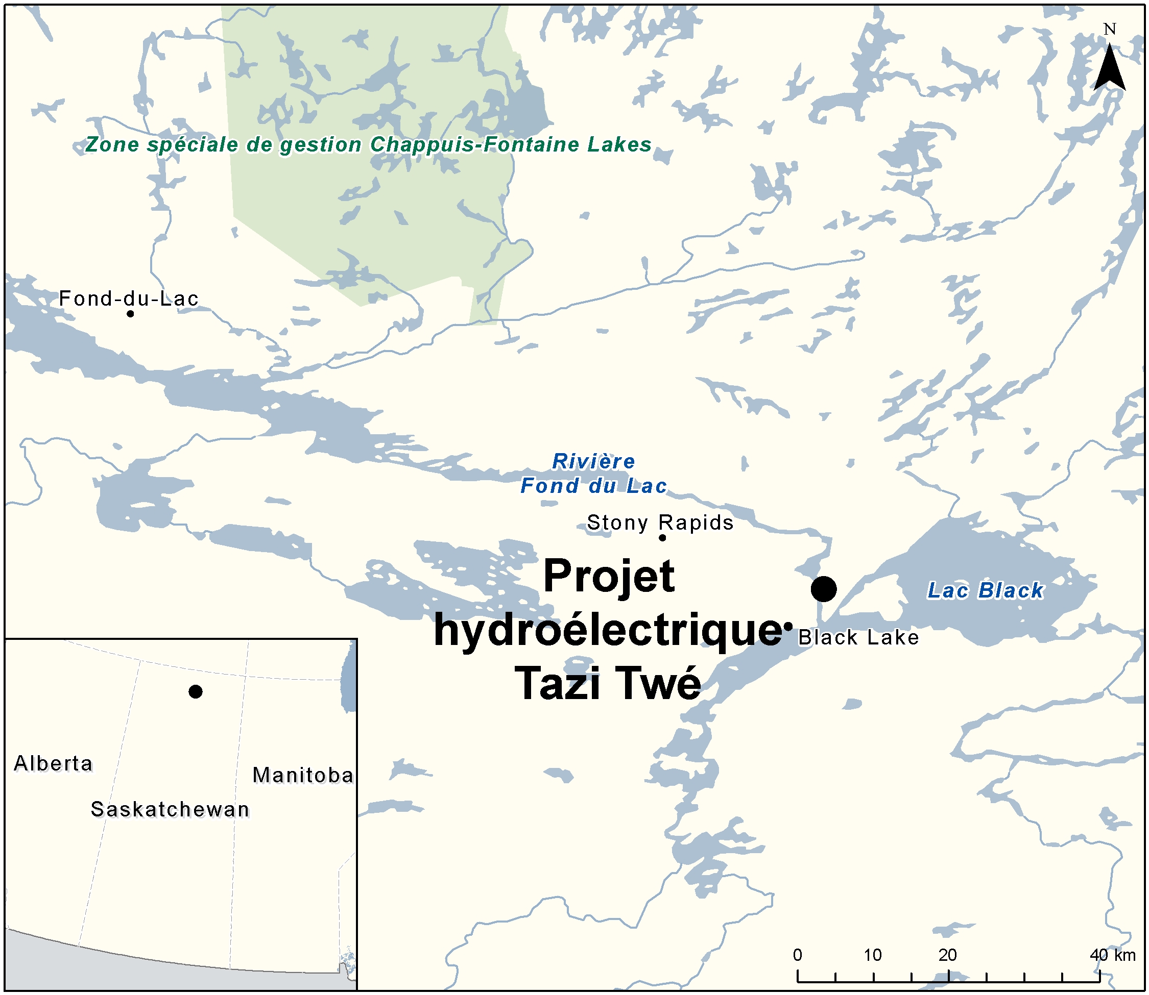 Carte indiquant l'emplacement du projet, tel que décrit dans le présent document.