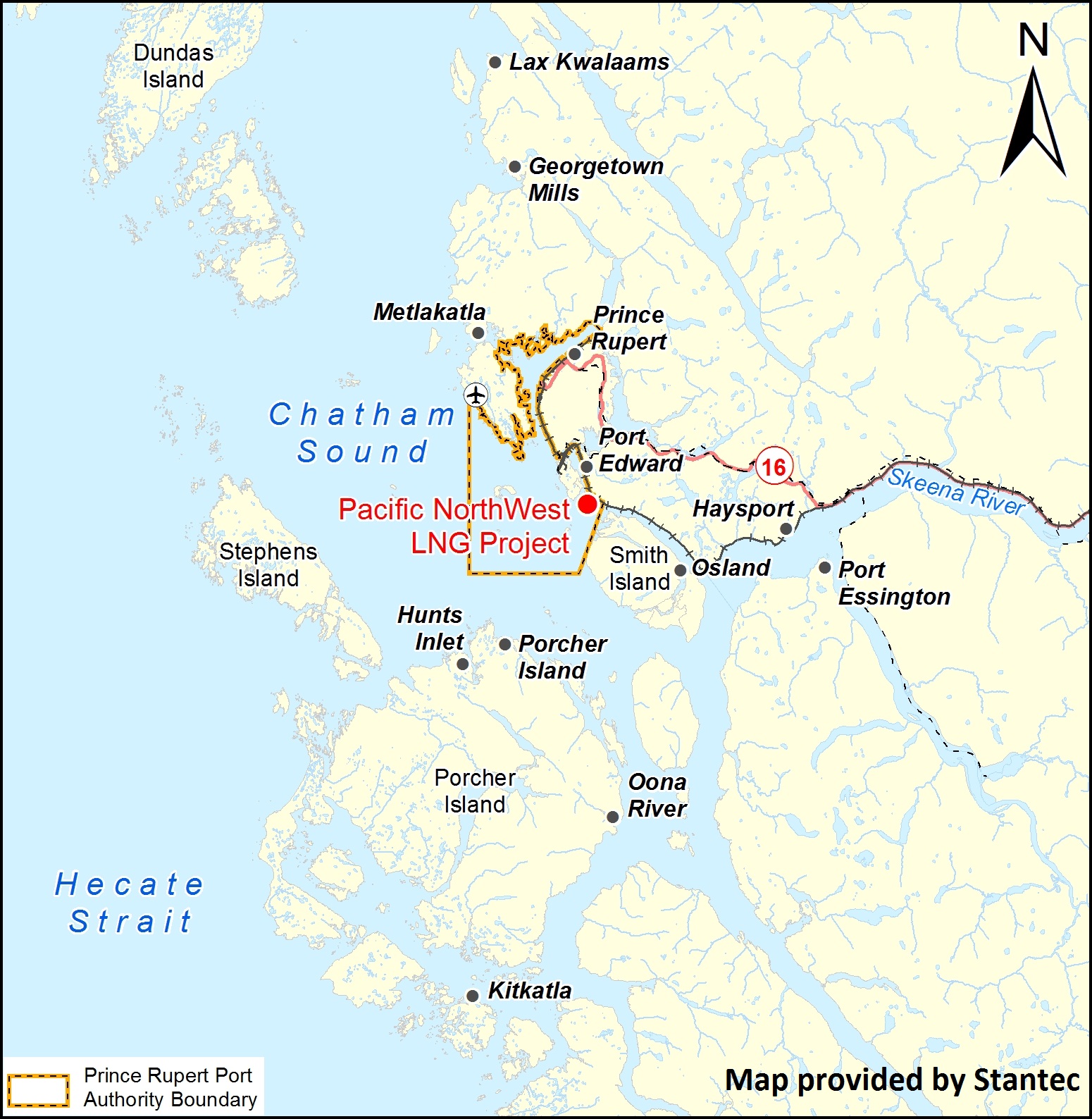 Map provided by Stantec depicting the location of the project, as described in the current document.