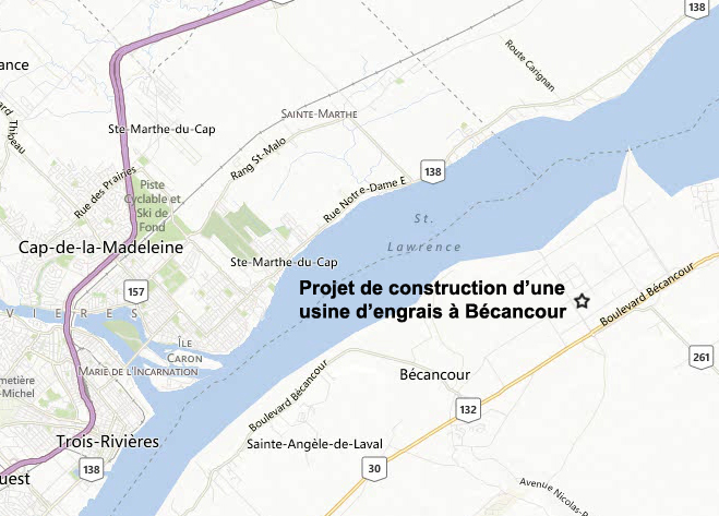 Carte indiquant l'emplacement du projet, tel que décrit dans le présent document.