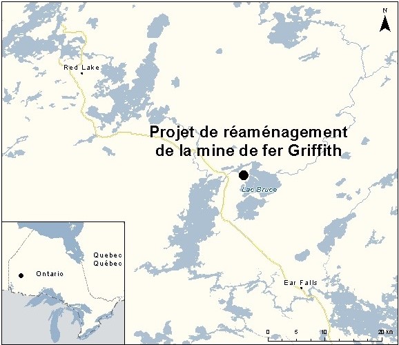 Carte indiquant l'emplacement du projet, tel que décrit dans le présent document.