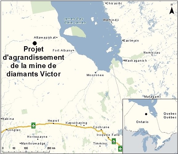 Carte indiquant l'emplacement du projet, tel que décrit dans le présent document.