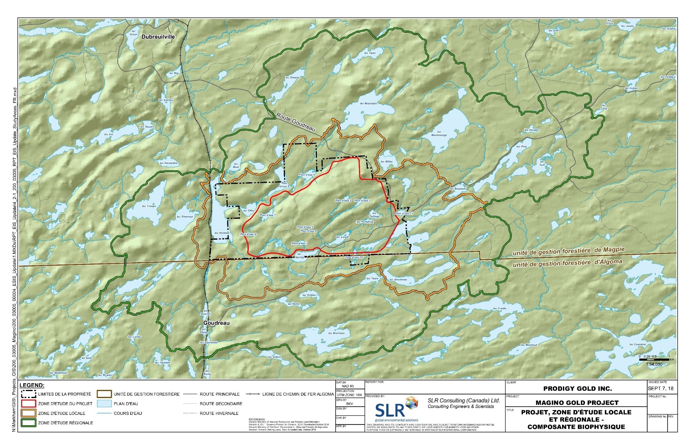 Figure 1 - Zones d'étude du projet, locale et régionale, composante biophysique