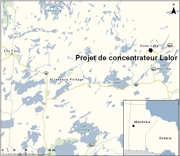 Carte indiquant l'emplacement du projet, tel que décrit dans le présent document.