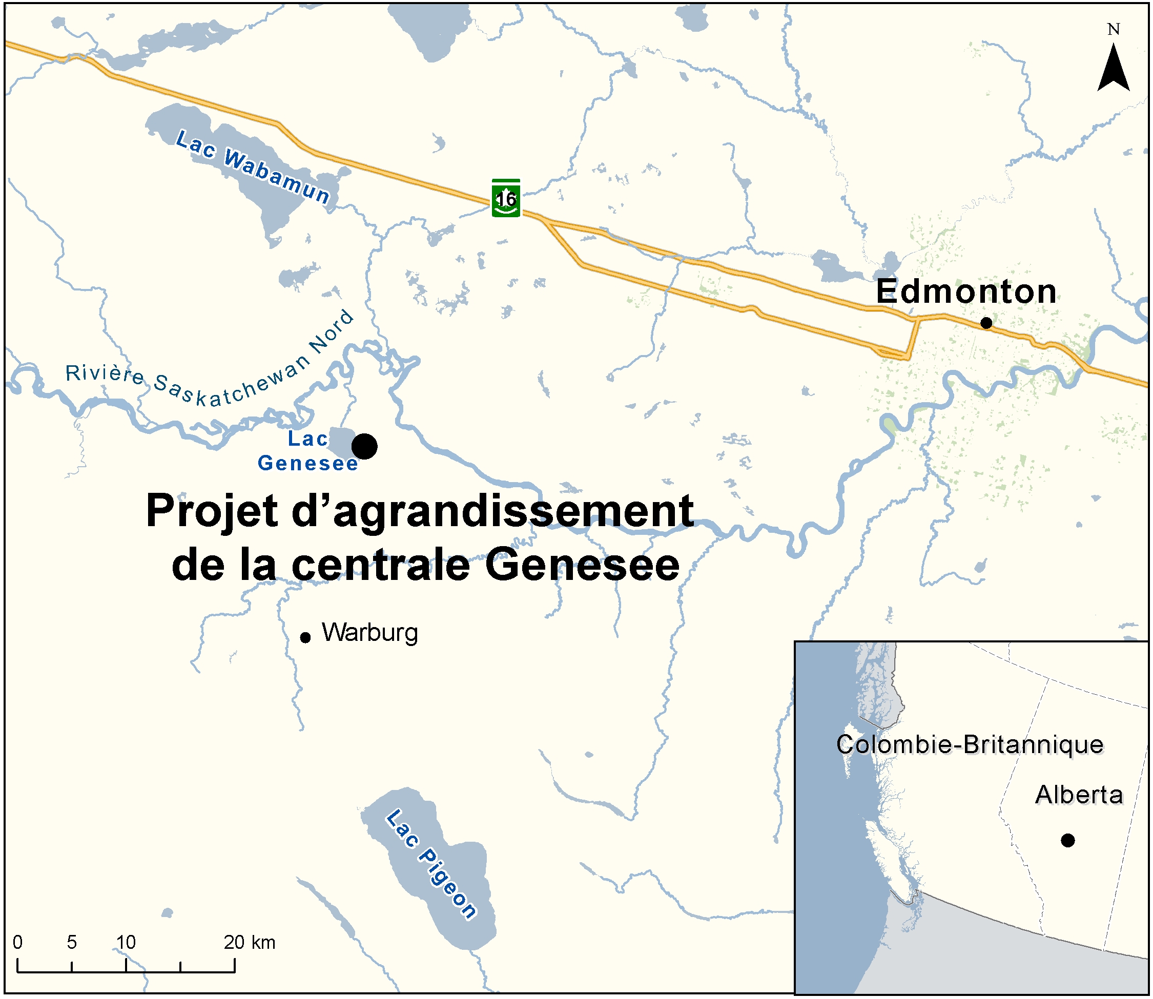 Carte indiquant l'emplacement du projet, tel que décrit dans le présent document.