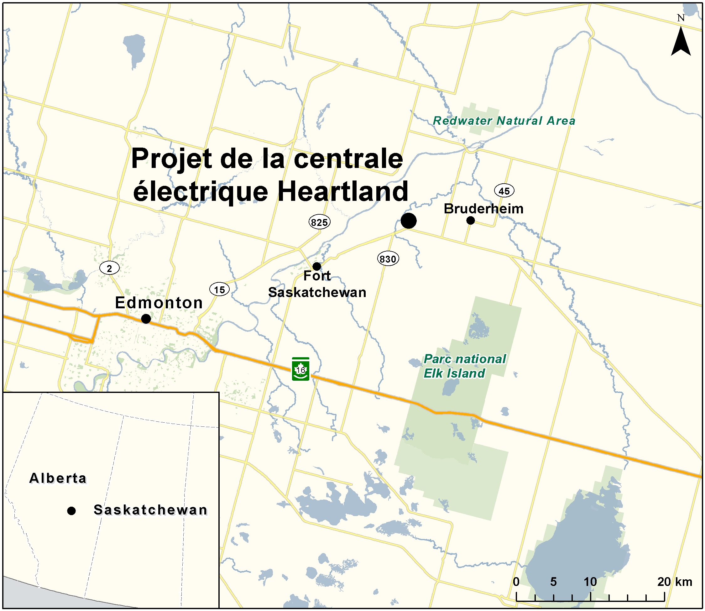 Carte indiquant l'emplacement du projet, tel que décrit dans le présent document.