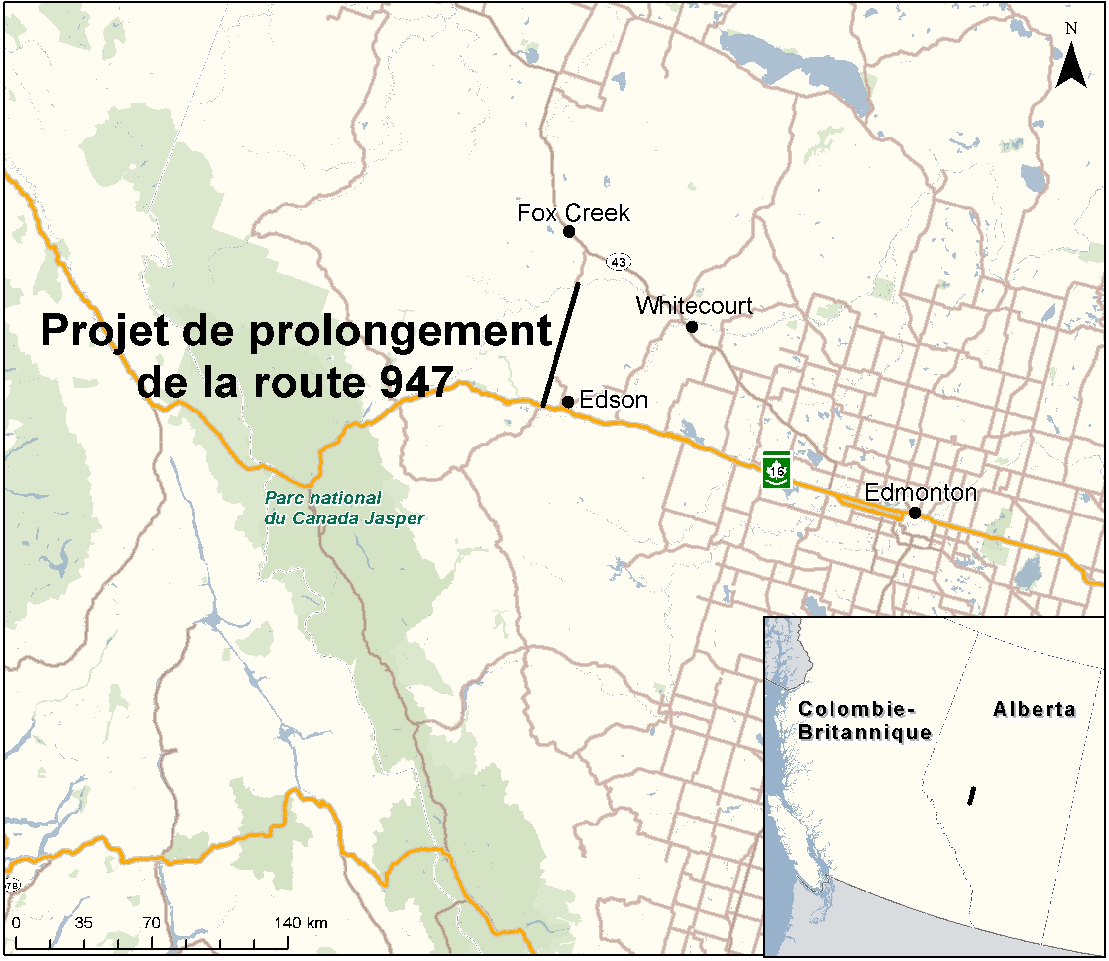 Carte indiquant l'emplacement du projet, tel que décrit dans le présent document.