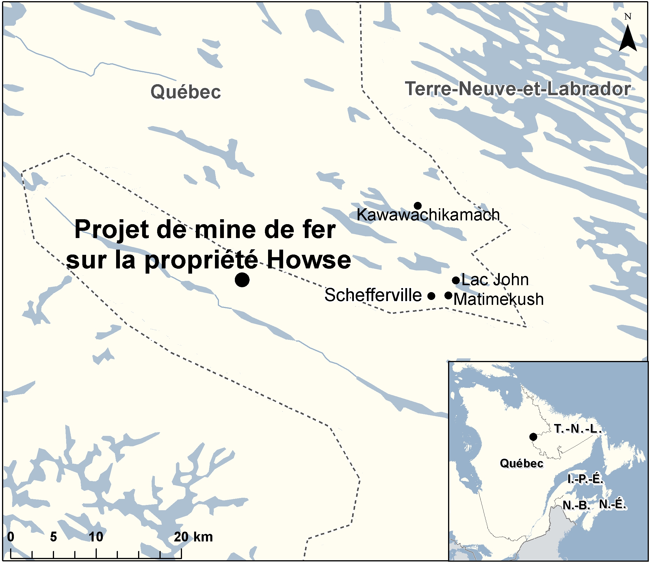 Carte indiquant l'emplacement du projet, tel que décrit dans le présent document.