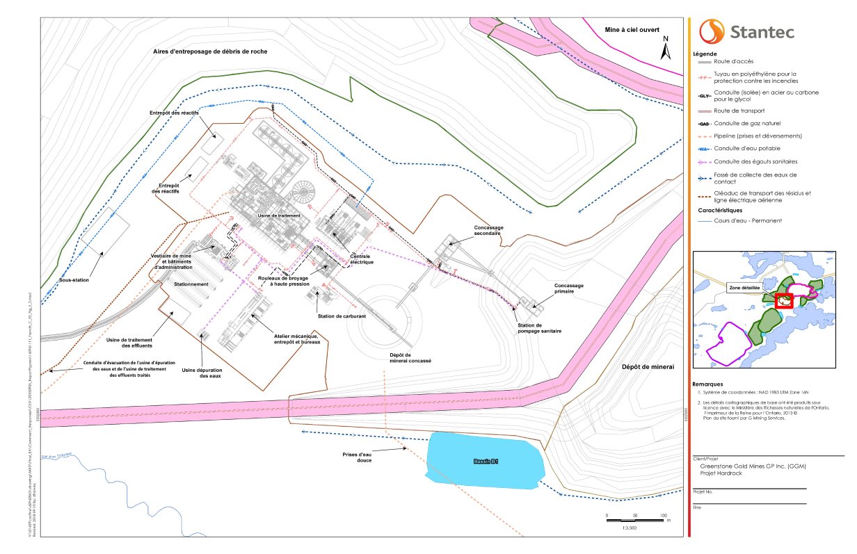 Figure 10 : Plan du site - Détails de la zone de l'usine de traitement