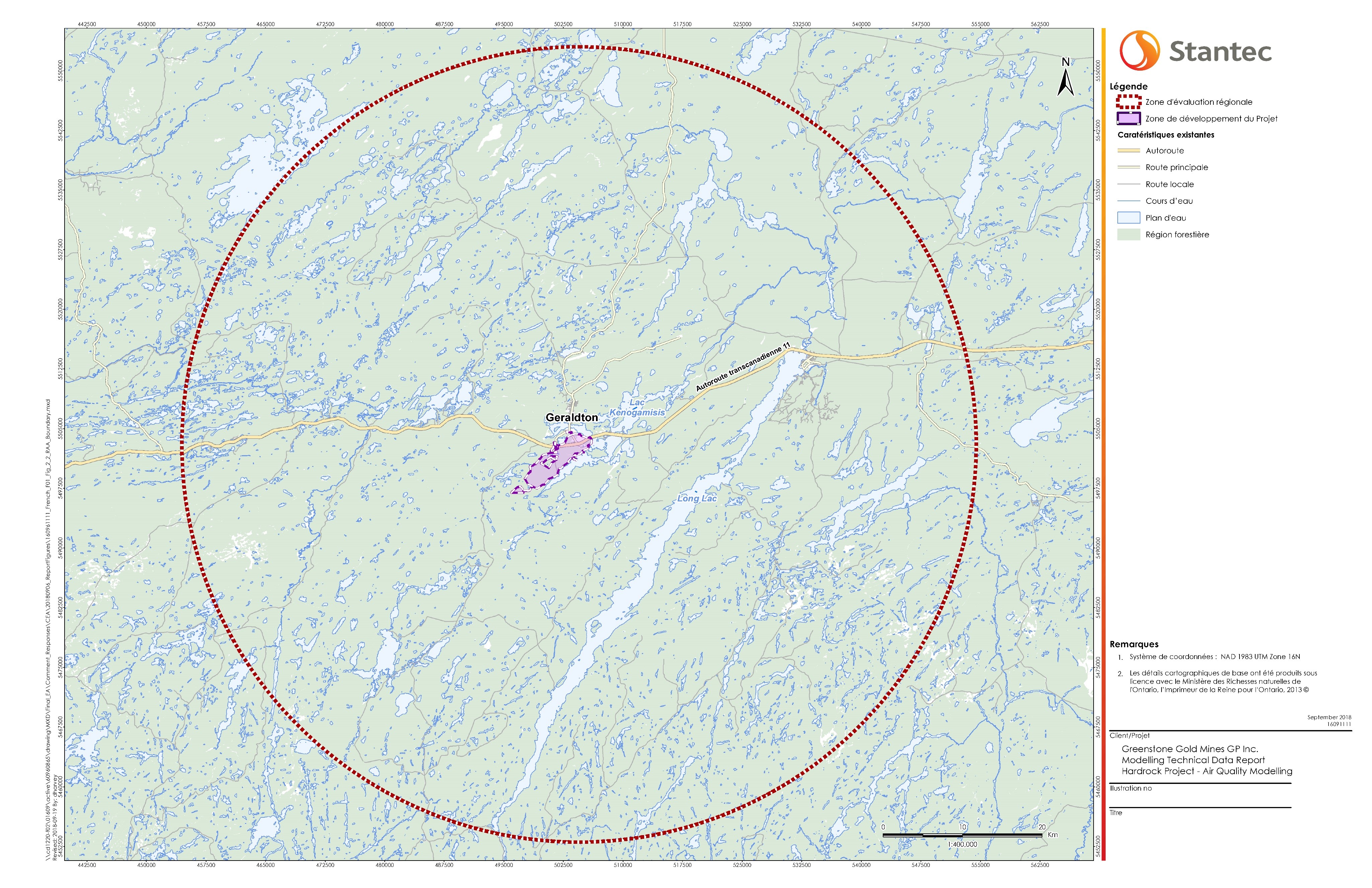 Figure 3 - Zone d'évaluation régionale pour la qualité d'air, les conditions sanitaires et socioéconomiques des peuples autochtones et l'usage courant des terres et des ressources à des fins traditionnelles par les peuples autochtones