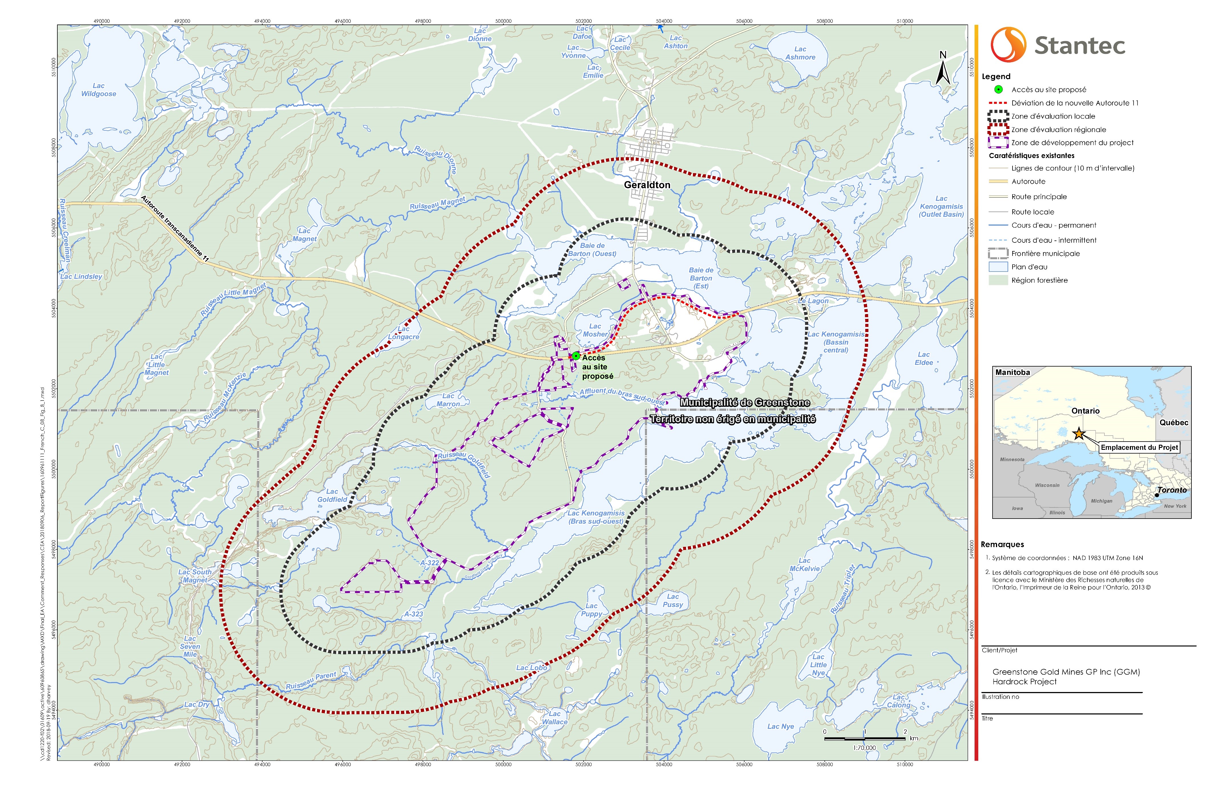 Figure 4 - Limites spatiales relatives au bruit et aux vibrations